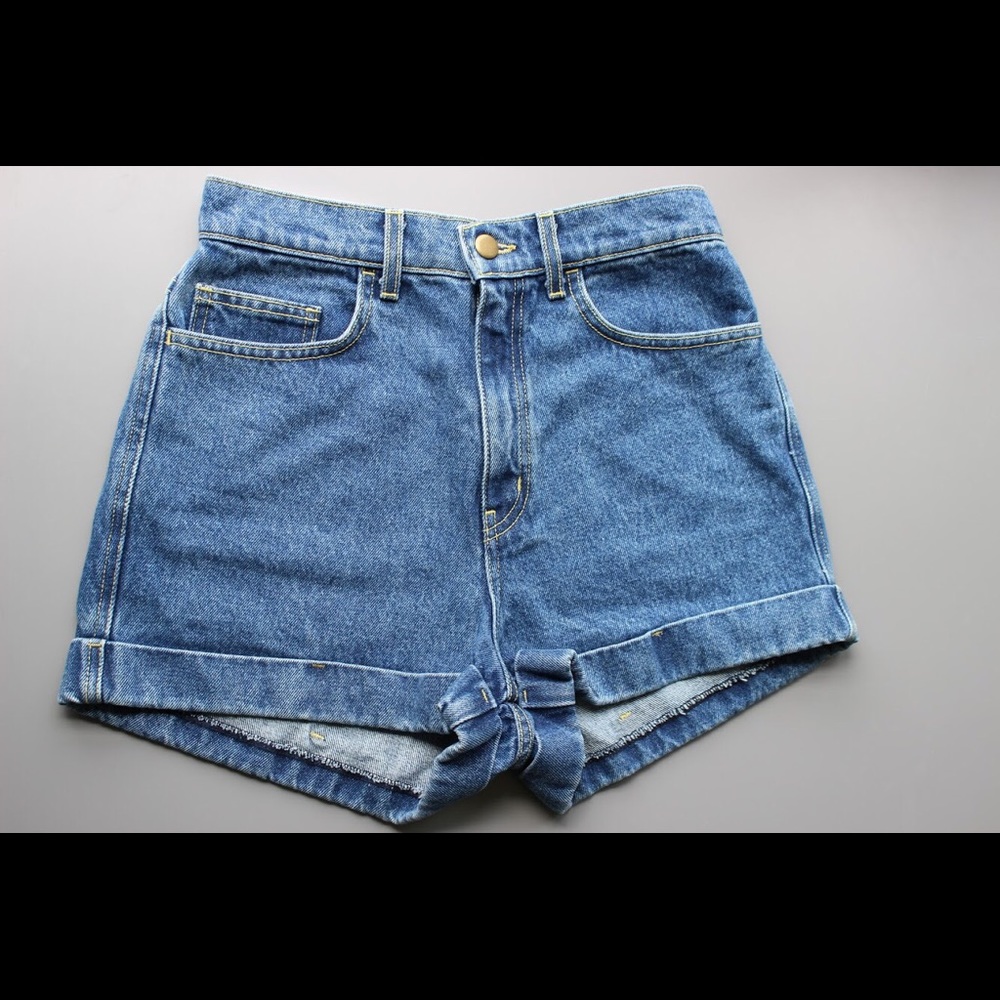 American Apparel super high rise denim shorts